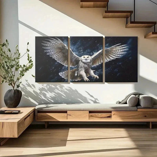 3pcs Owl with Open Wings Decoration Wall Art Set Canvas Framed 40x60cm - High Quality Print 100% Australian Made Wall Canvas Ready to Hang