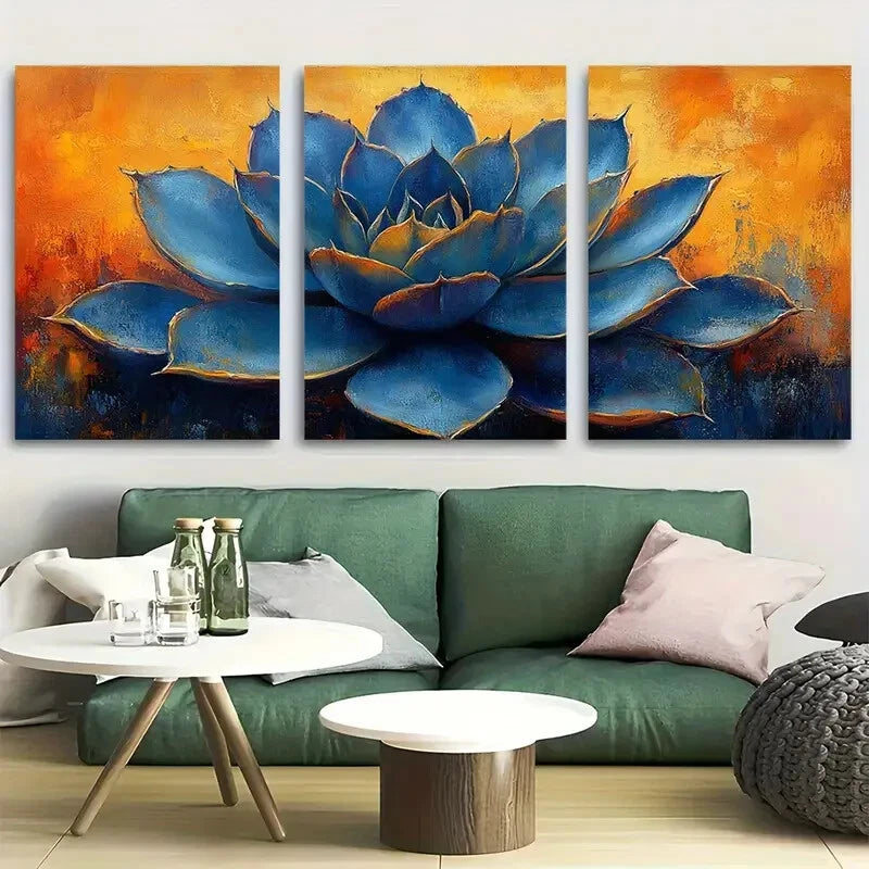 3pcs Abstract Agave Succulent Design Metal Print Ready to Hang Art