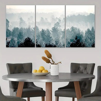 3pcs Winter Scene Trees Snow Capped Metal Print Ready to Hang Art