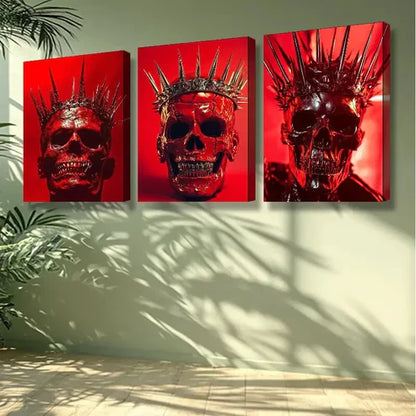3pcs Gothic Crown Design, Skeleton Punk Wall Art Set Canvas Unframed - High Quality Print 100% Australian Made Wall Canvas
