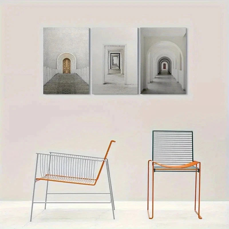 3pcs Abstract Architectural Photography Metal Print Ready to Hang Art