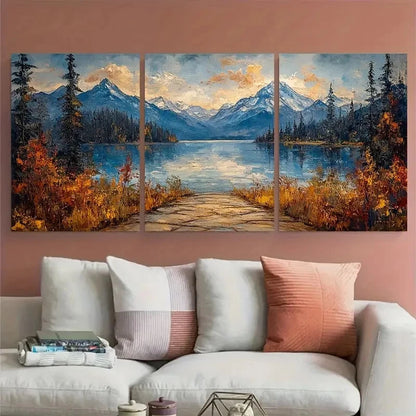 3pcs Long Lake Washington Landscape Travel Metal Print Ready to Hang Art