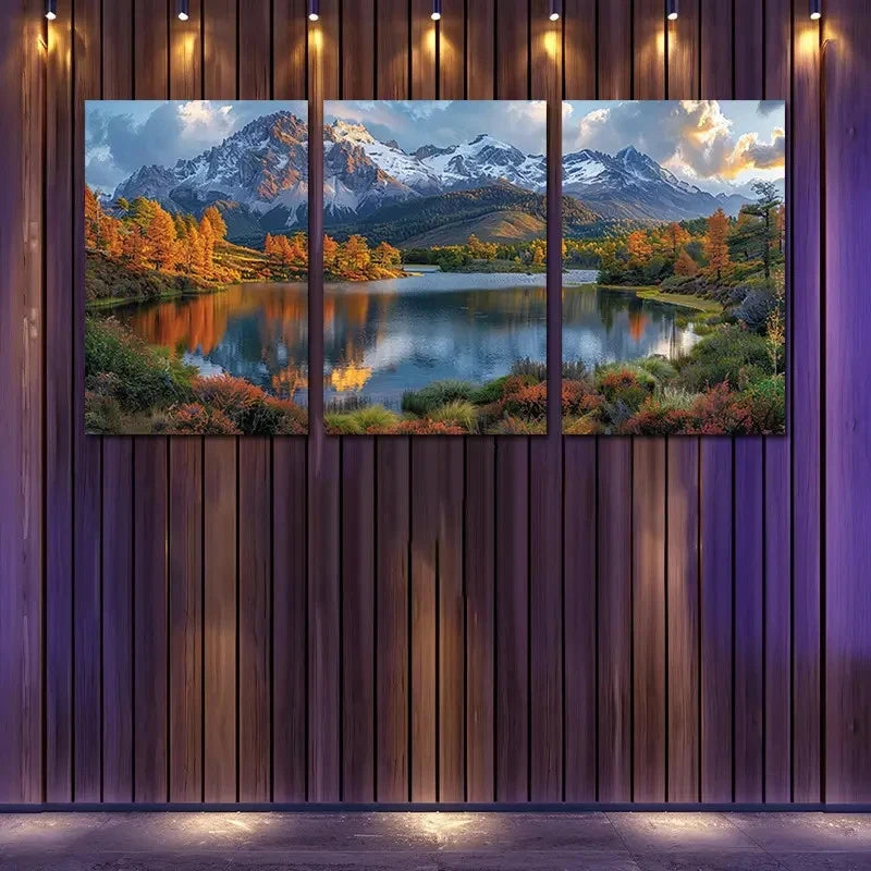 3pcs Mount Kilimanjaro Golden Autumn Colors Wall Art Set Canvas Framed 40x60cm - High Quality Print 100% Australian Made Wall Canvas Ready to Hang