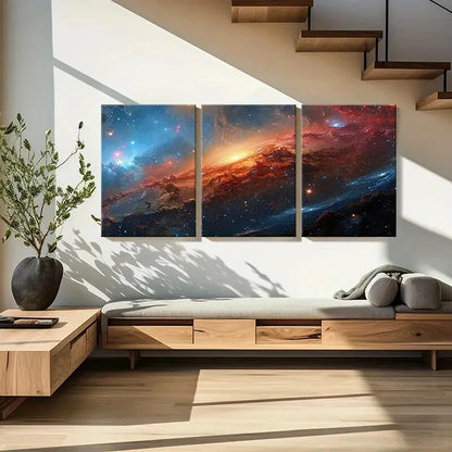3pcs Galactic Landscape Cosmic Clouds Metal Print Ready to Hang Art