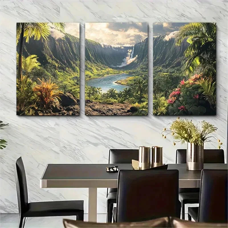 3pcs Hawaii Volcanoes National Vibrant Park Metal Print Ready to Hang Art