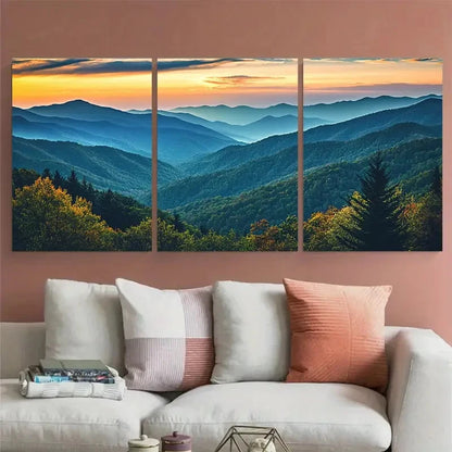 3pcs Great Smoky Mountain National Park Tennesse Wall Art Set Canvas Framed 40x60cm - High Quality Print 100% Australian Made Wall Canvas Ready to Hang