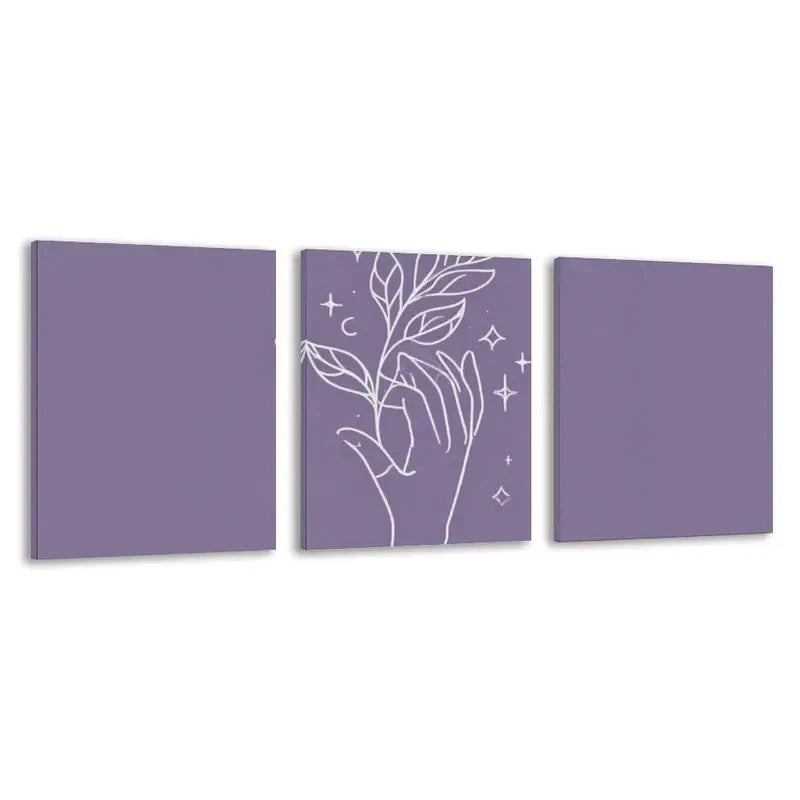 3pcs A Gentle Hand Holding The Cosmos   Wall Art Set Canvas Framed 60x90cm - High Quality Print 100% Australian Made Wall Canvas Ready to Hang