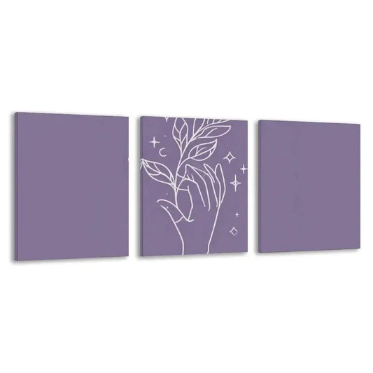 3pcs A Gentle Hand Holding The Cosmos   Wall Art Set Canvas Framed 60x90cm - High Quality Print 100% Australian Made Wall Canvas Ready to Hang