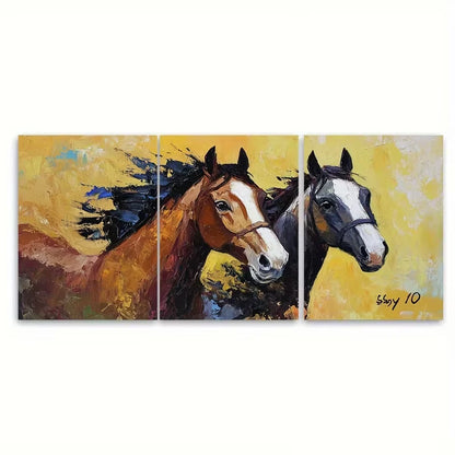 3pcs Horse Oil Painting Farm Animals Metal Print Ready to Hang Art