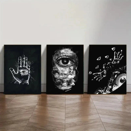 3pcs Gothic Timeless Home Aesthetics Eye Metal Print Ready to Hang Art