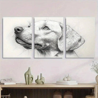 3pcs Adorable Playful Dog Line Puppy Metal Print Ready to Hang Art