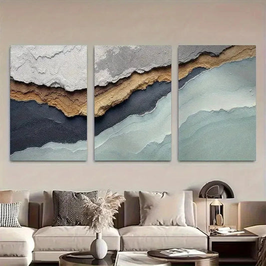 3pcs Abstract Coastal Art Metal Print Ready to Hang Art