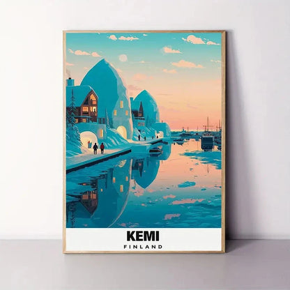 Kemi Finland Winter Arctic Landscape Snowy Travel Poster Print Wall Art