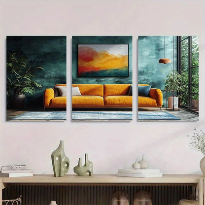 3pcs Abstract Shapes Cozy Neutral Metal Print Ready to Hang Art