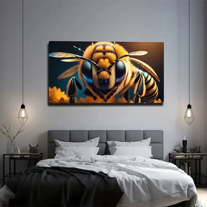 Bee Face Suitable Wall Art Canvas Office Home Room Framed 120x60cm