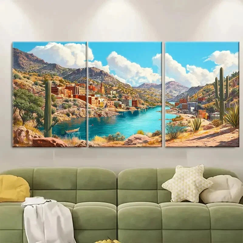 3pcs Bisbee Arizona Travel Poster Lake Scenery Metal Print Ready to Hang Art