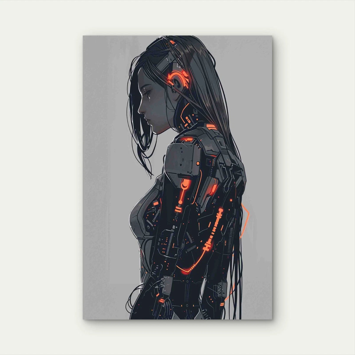 Female Humanoid With Advanced Technology 60x90cm Metal Print Ready to Hang