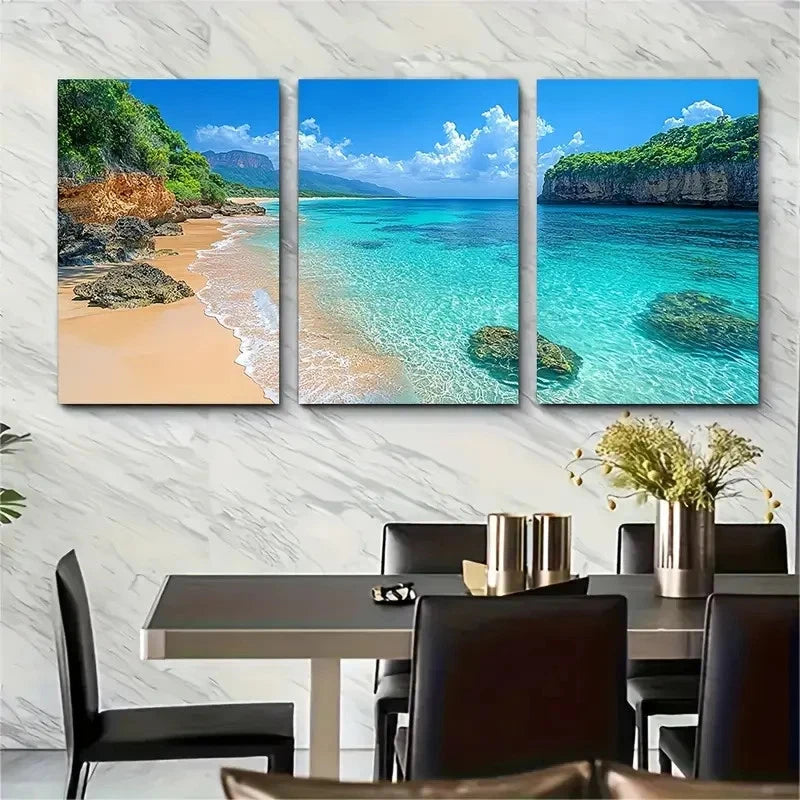 3pcs Vibrant Australian Coastline Seascape Metal Print Ready to Hang Art