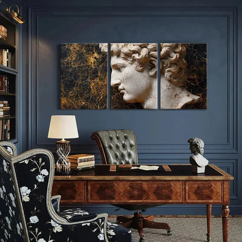 3pcs Sculpture Art Classical Greek Statue Metal Print Ready to Hang Art