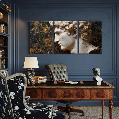 3pcs Sculpture Art Classical Greek Statue Metal Print Ready to Hang Art