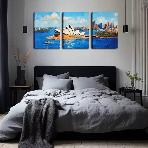 3pcs Sydney, Opera House Wall Art Set Canvas Framed 60x90cm - High Quality Print 100% Australian Made Wall Canvas Ready to Hang