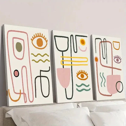 3pcs Minimalist Line Drawings of Human Faces Wall Art Set Canvas Unframed - High Quality Print 100% Australian Made Wall Canvas