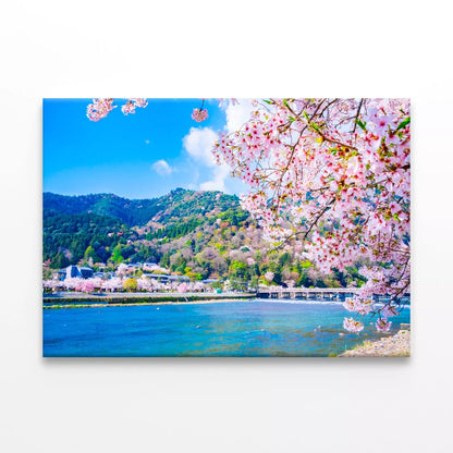 Bridge And Cherry Blossoms Wall Art Decor 100% Australian Made