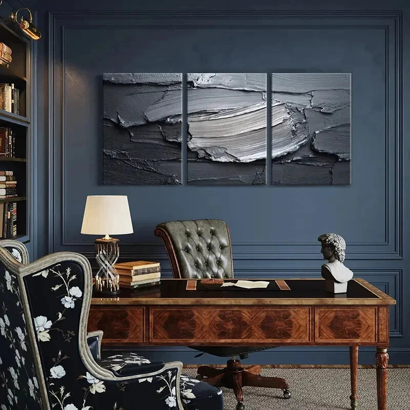 3pcs Abstract Texture Modern Black White Art Metal Print Ready to Hang Art