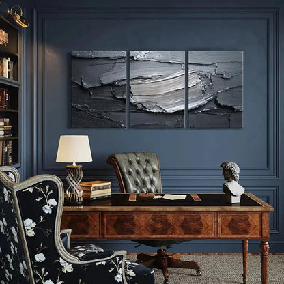 3pcs Abstract Texture Modern Black White Art Metal Print Ready to Hang Art