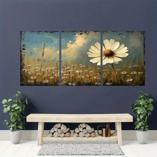 3pcs Queen Annes Lace Meadow Beige Perfect Wall Art Set Canvas Framed 40x60cm - High Quality Print 100% Australian Made Wall Canvas Ready to Hang
