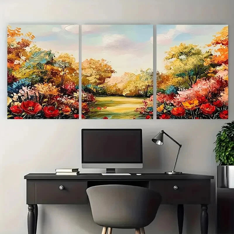 3pcs Nature Landscape Colorful Garden Floral Metal Print Ready to Hang Art