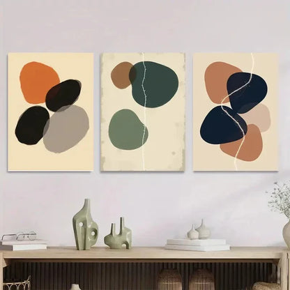 3pcs Modern Abstract Minimalist Vibrant Orange Wall Art Set Canvas Framed 50x70cm - High Quality Print 100% Australian Made Wall Canvas Ready to Hang