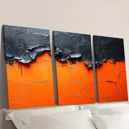 3pcs Black & Orange  Modern Knife Design BO   Wall Art Set Canvas Framed 60x90cm - High Quality Print 100% Australian Made Wall Canvas Ready to Hang