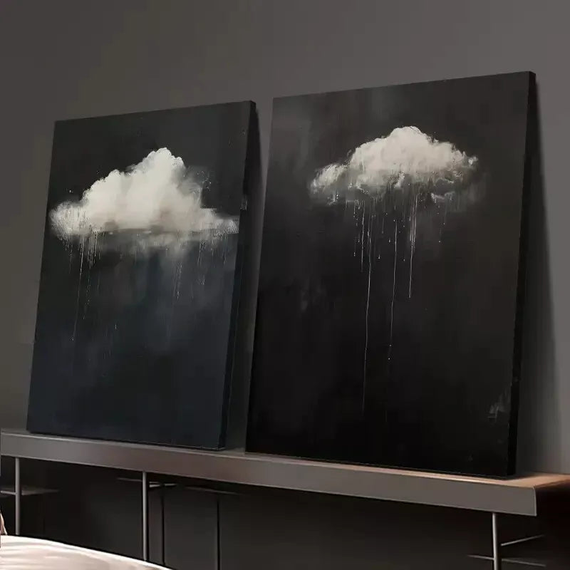 2pcs Decoration Oil Painting, Gothic Abstract Clouds Canvas Framed 50x75cm - High Quality Print 100% Australian Made Wall Canvas Ready to Hang - Bella Home Decor