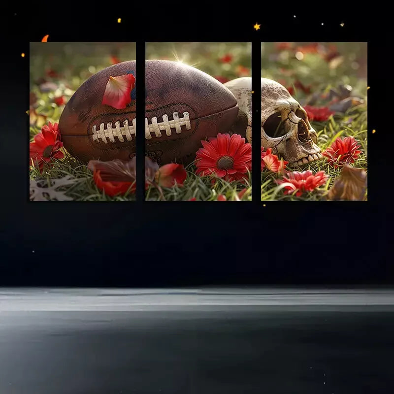 3pcs Skeletons & Flowers Canvas Framed 40x60cm - High Quality Print 100% Australian Made Wall Canvas Ready to Hang