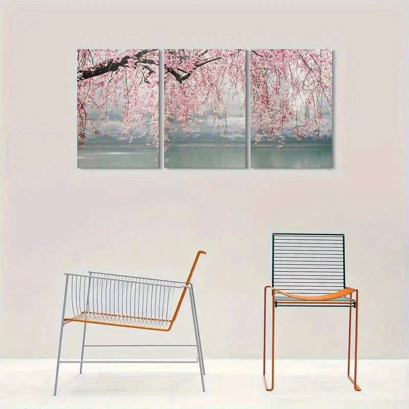 3pcs Cherry Blossom Nature Floral Metal Print Ready to Hang Art