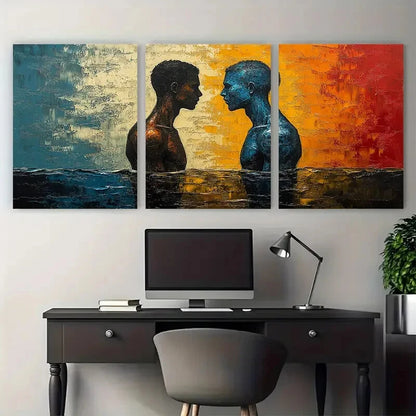 3pcs Vibrant Male Bodies Impasto Men's Body Metal Print Ready to Hang Art