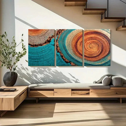 3pcs Abstract Tree Rings Art Modern Metal Print Ready to Hang Art