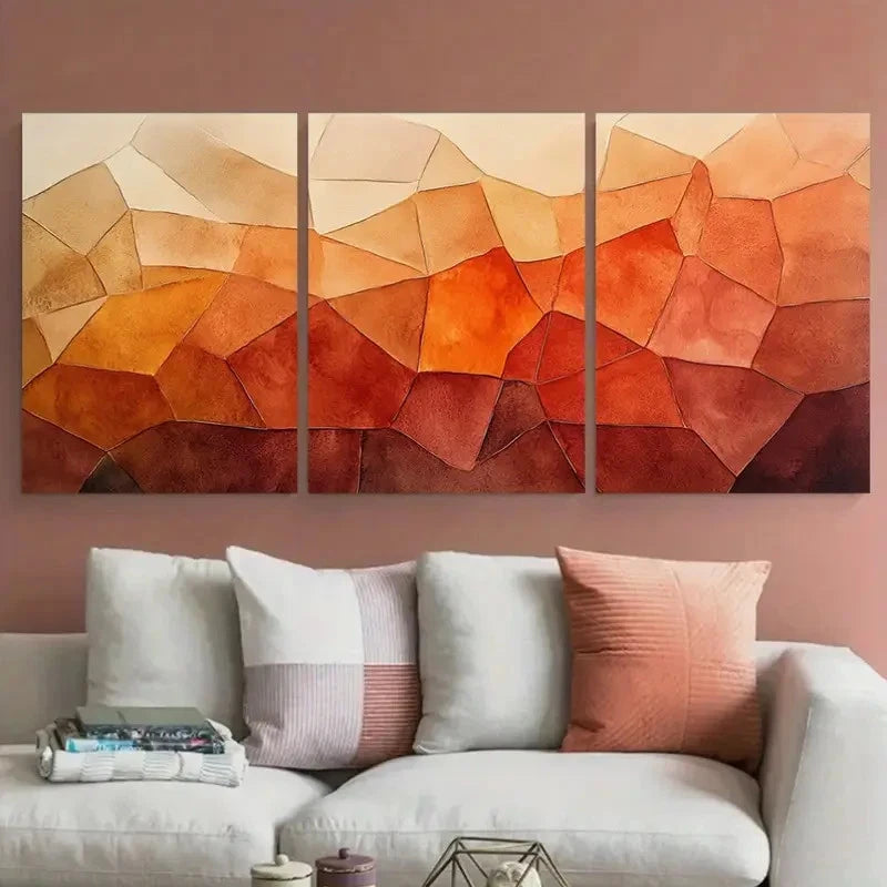 3pcs Abstract Terracotta Watercolor Minimalist Wall Art Set Canvas Framed 40x60cm - High Quality Print 100% Australian Made Wall Canvas Ready to Hang