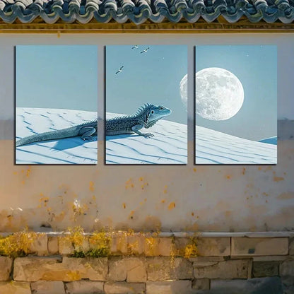 3pcs Lizards Crows Hovering Overhead Metal Print Ready to Hang Art