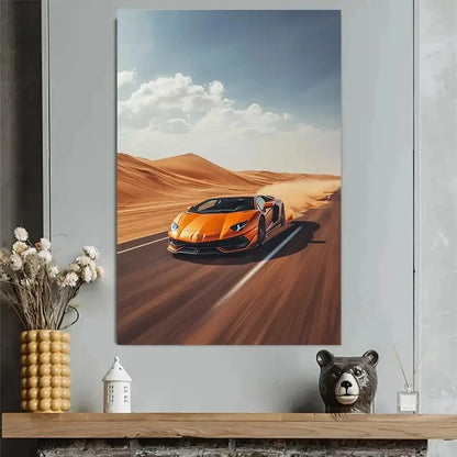 Lotus Sports Car Desert Highway Classic Automotive Art Poster 40x60cm Metal Print Ready to Hang