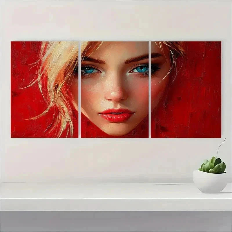 3pcs Sleek Presentation Abstract Red Perfect Wall Art Set Canvas Framed 40x60cm - High Quality Print 100% Australian Made Wall Canvas Ready to Hang