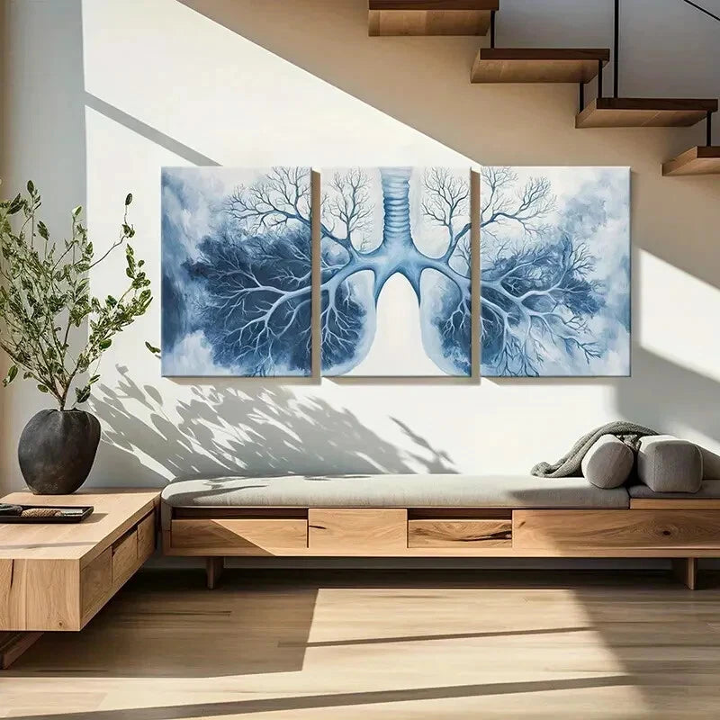 3pcs Lungs Tree Branches Abstract Metal Print Ready to Hang Art