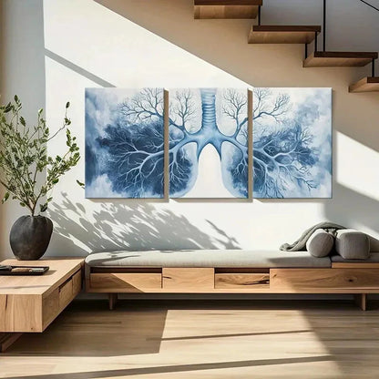 3pcs Lungs Tree Branches Abstract Metal Print Ready to Hang Art