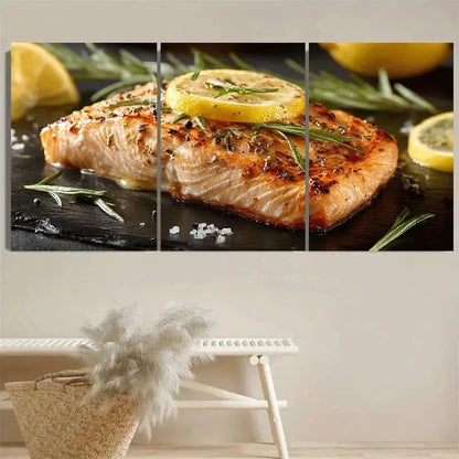 3pcs Lemon Salmon Farmhouse Art Wall Art Set Canvas Framed 50x70cm - High Quality Print 100% Australian Made Wall Canvas Ready to Hang
