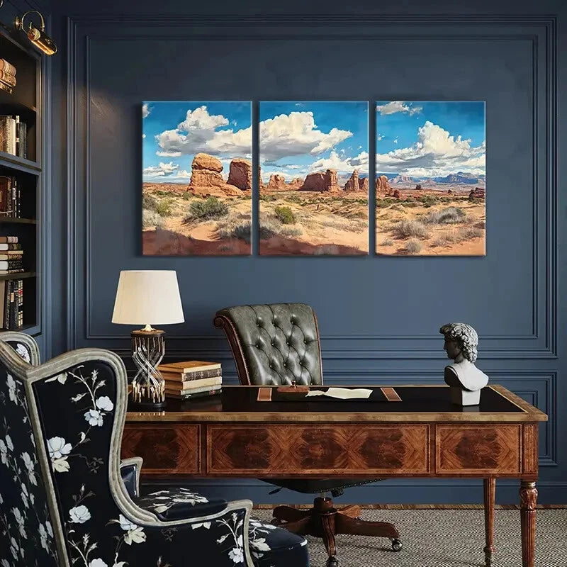 3pcs Desert Landscape Rock Modern Wall Art Metal Print Ready to Hang Art