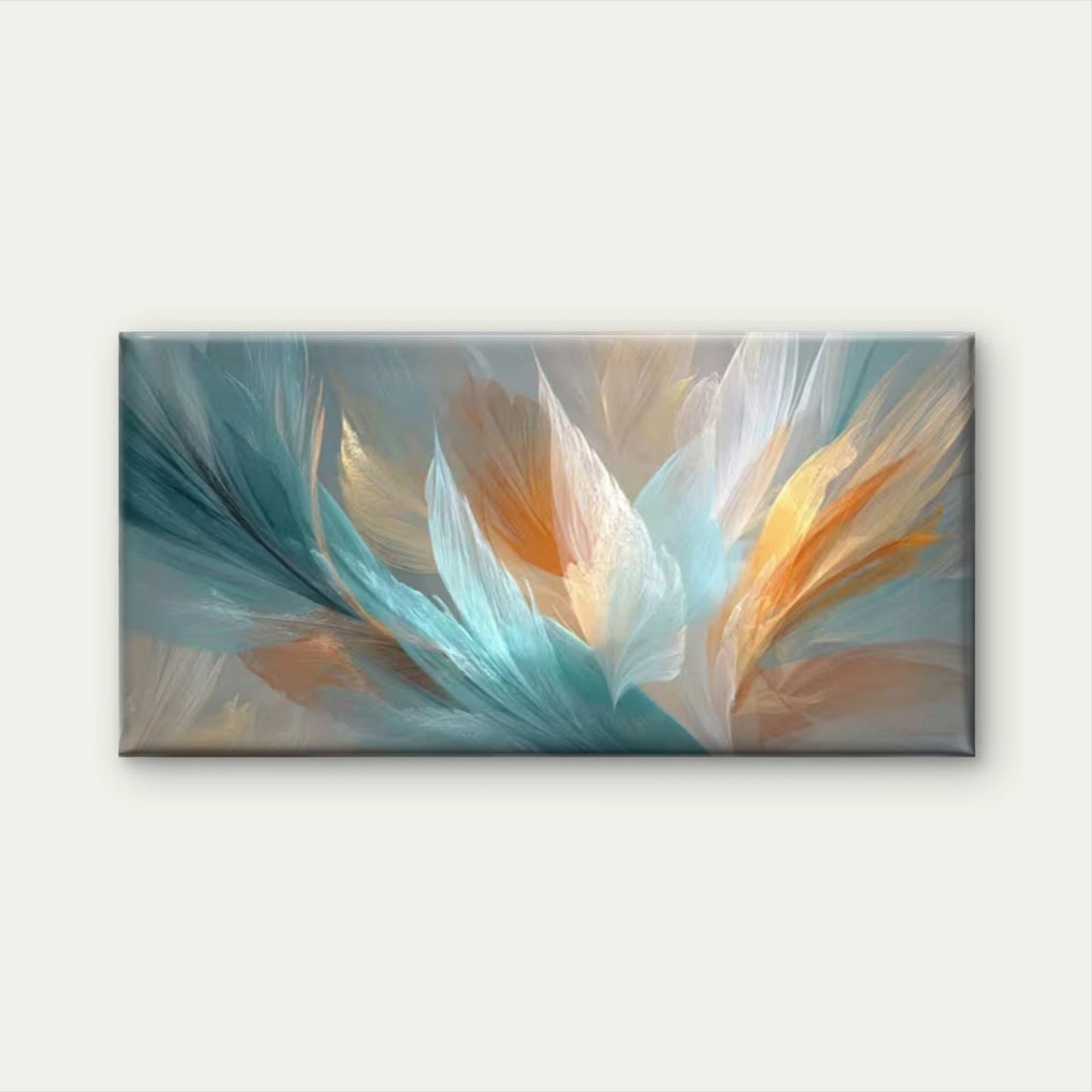 Blue Golden White Green Wall Art Canvas Office Home Room Framed 120x60cm
