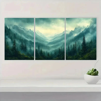 3pcs Watercolor Landscape Serene Landscape Metal Print Ready to Hang Art