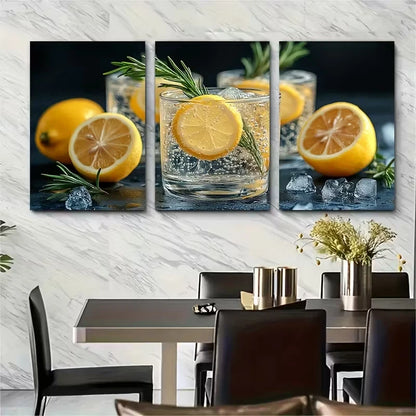 3pcs Gourmet Gin Tonic Cocktail Metal Print Ready to Hang Art