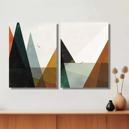2pcs Minimalist Geometric, Nordic Style Abstract Canvas Framed 50x75cm - High Quality Print 100% Australian Made Wall Canvas Ready to Hang